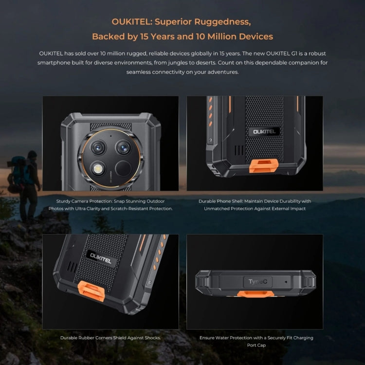 Oukitel G1 Rugged Phone, 6GB+256GB, Fingerprint Identification, 6.52 inch Android 14 T606 Octa Core, NFC, OTG, Network: 4G - NMNYSX