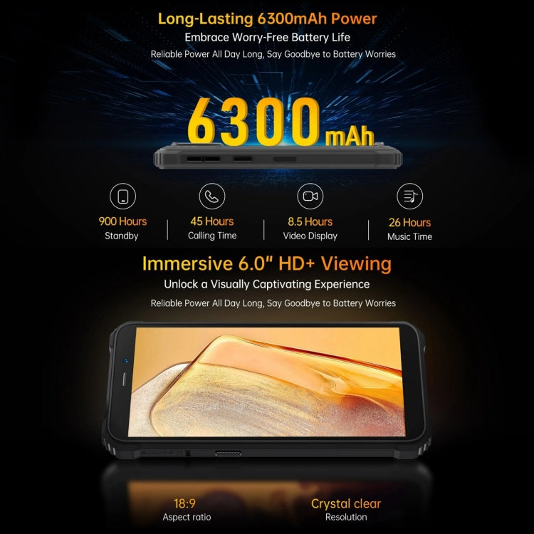 Oukitel WP32 Pro, 6GB+256GB, 6.0 inch Android 14 T606 Octa Core, OTG, Network: 4G, WP32 Pro, 6GB+256GB - NMNYSX