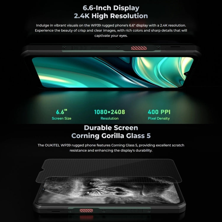 Oukitel WP39 Pro 5G Rugged Phone, 6GB+256GB, Night Vision, Fingerprint Identification, 6.6 inch MediaTek Dimensity 6100+ Octa Core, NFC, OTG, Network: 5G, WP39 5G - NMNYSX
