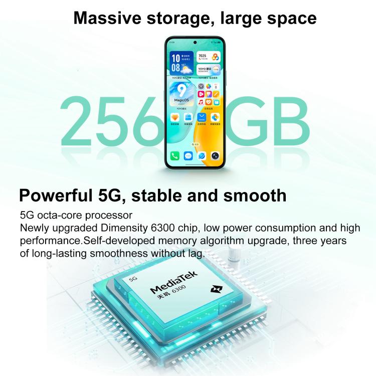 Honor Play 60, 6GB+128GB, Side Fingerprint, 6.61 inch MagicOS 9.0 Dimensity 6300 Octa Core, Network: 5G, OTG, Play 60, 6GB+128GB, 6GB+128GB