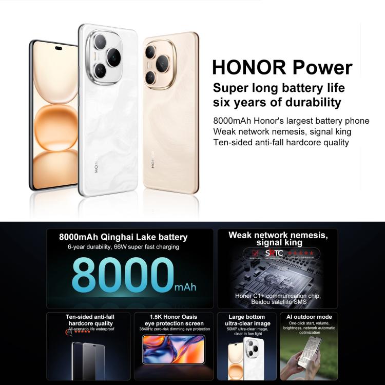 Honor Power, 12GB+512GB, Screen Fingerprint, 6.78 inch MagicOS 9.0 Snapdragon 7 Gen 3 Octa Core, Network: 5G, NFC, OTG, 12GB+512GB
