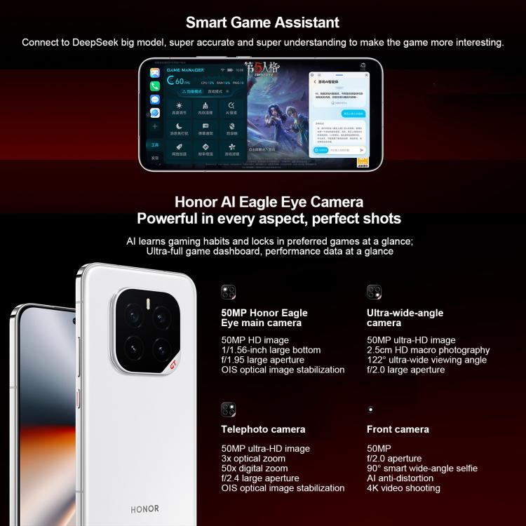 Honor GT Pro, 16GB+512GB, Ultrasonic Fingerprint, 6.78 inch MagicOS 9.0 / Android 15 Snapdragon 8 Elite Octa Core, Network: 5G, NFC, OTG, 16GB+512GB