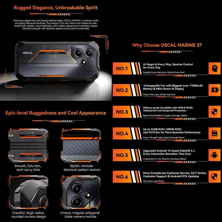 Blackview Oscal Marine 2 Rugged Smartphone – 11000mAh, Android 15