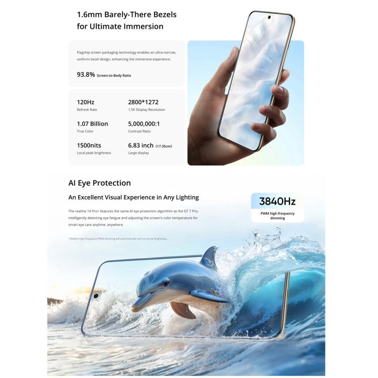 Realme 14 Pro+, 12GB+256GB, Screen Fingerprint Identification, 6.83 inch Realme UI 6.0 Snapdragon 7s Gen 3 Octa Core, NFC, Network: 5G, Realme 14 Pro+, 12GB+256GB, 12GB+256GB
