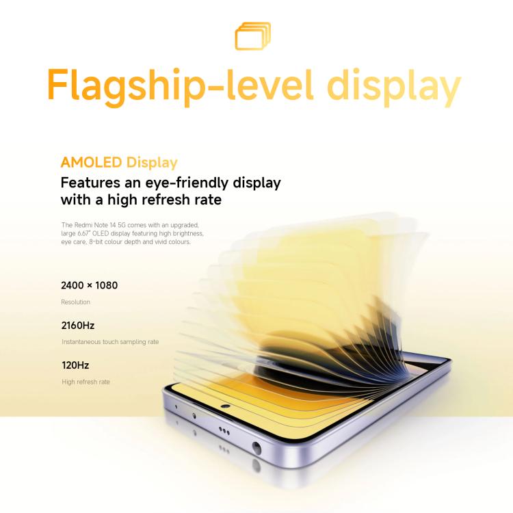 Xiaomi Redmi Note 14 5G Global, 8GB+256GB, In-screen Fingerprint, 6.67 inch Xiaomi HyperOS Dimensity 7025-Ultra Octa Core, NFC, Network: 5G, Note 14 5G , 8GB+256GB(Black)