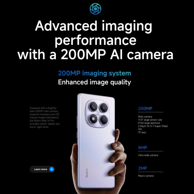 Xiaomi Redmi Note 14 Pro 4G Global, 8GB+256GB, In-screen Fingerprint, 6.67 inch Xiaomi HyperOS Helio G100-Ultra Octa Core, NFC, Network: 4G, Note 14 Pro 4G, 8GB+256GB(Black), Note 14 Pro 4G, 8GB+256GB(Blue)
