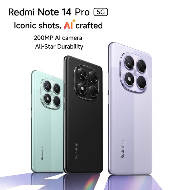 Xiaomi Redmi Note 14 Pro 5G Global, 8GB+256GB, In-screen Fingerprint, 6.67 inch Xiaomi HyperOS MediaTek Dimensity 7300-Ultra Octa Core, NFC, Network: 5G, Note 14 Pro 5G, 8GB+256GB(Black), Note 14 Pro 5G, 8GB+256GB(Purple)