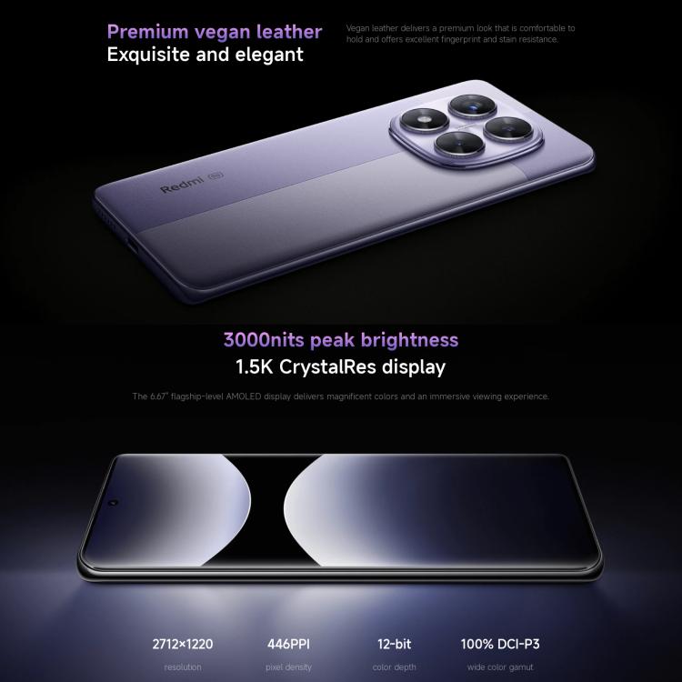 Xiaomi Redmi Note 14 Pro 5G Global, 8GB+256GB, In-screen Fingerprint, 6.67 inch Xiaomi HyperOS MediaTek Dimensity 7300-Ultra Octa Core, NFC, Network: 5G, Note 14 Pro 5G, 8GB+256GB(Black), Note 14 Pro 5G, 8GB+256GB(Purple)