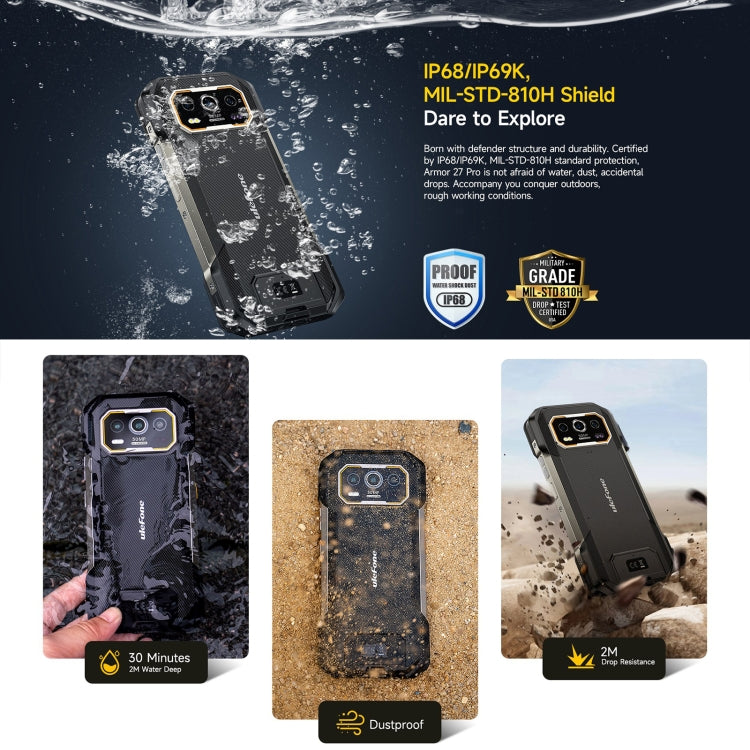 Ulefone Armor 27 Pro Rugged Phone, 12GB+256GB, Night Vision, 10600mAh, 6.78 inch Android 14 MediaTek Dimensity 6300 Octa Core, Network: 5G, NFC, Armor 27 Pro - NMNYSX