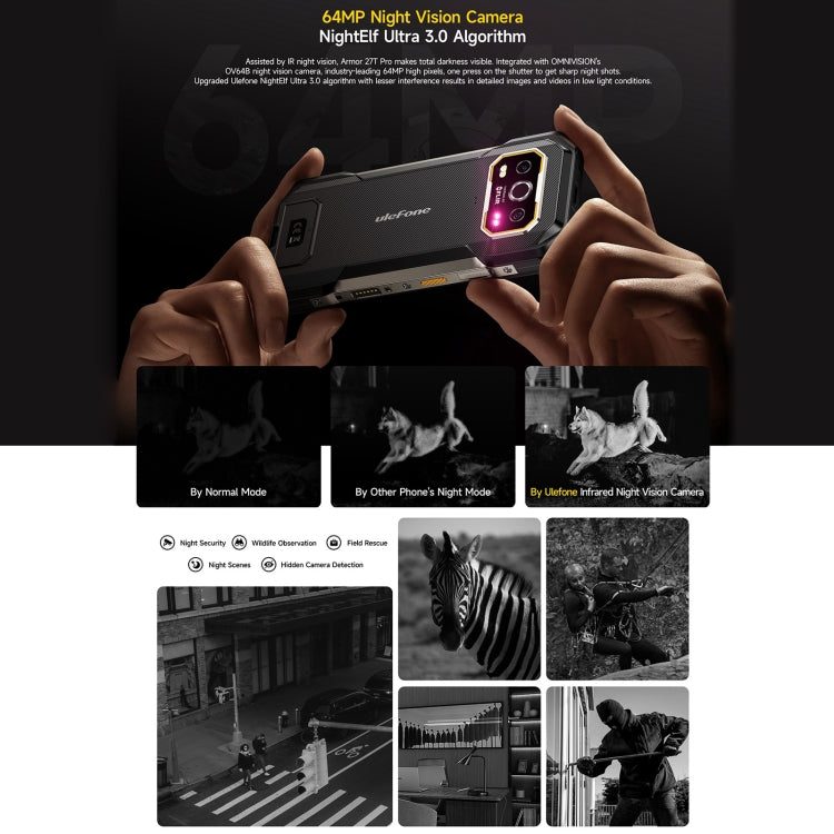 Ulefone Armor 27T Pro Rugged Phone, Thermal Imaging, 12GB+256GB, Night Vision, 10600mAh, 6.78 inch Android 14 MediaTek Dimensity 6300 Octa Core, Network: 5G, NFC, Armor 27T Pro - NMNYSX