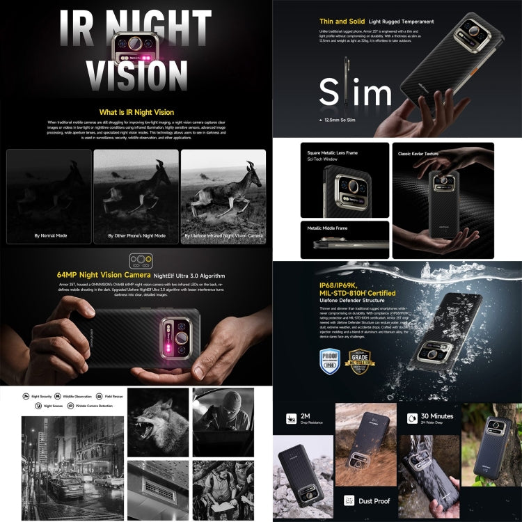 Ulefone Armor 25T Rugged Phone, 6GB+256GB, Thermal Imaging, 6.78 inch Android 14 MediaTek Helio G99 Octa Core, Network: 4G, NFC, OTG, Armor 25T - NMNYSX