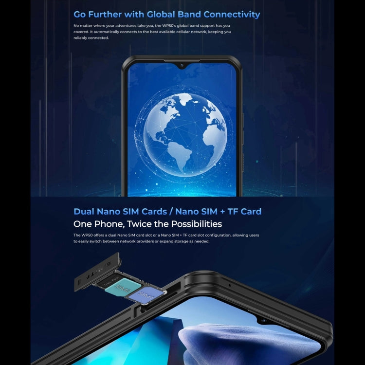 Oukitel WP50 5G Rugged Phone, 4GB+256GB, 6.6 inch Android 14.0 MediaTek Dimensity 6100+ Octa-core 3.0GHz, NFC, OTG, Network: 5G - NMNYSX