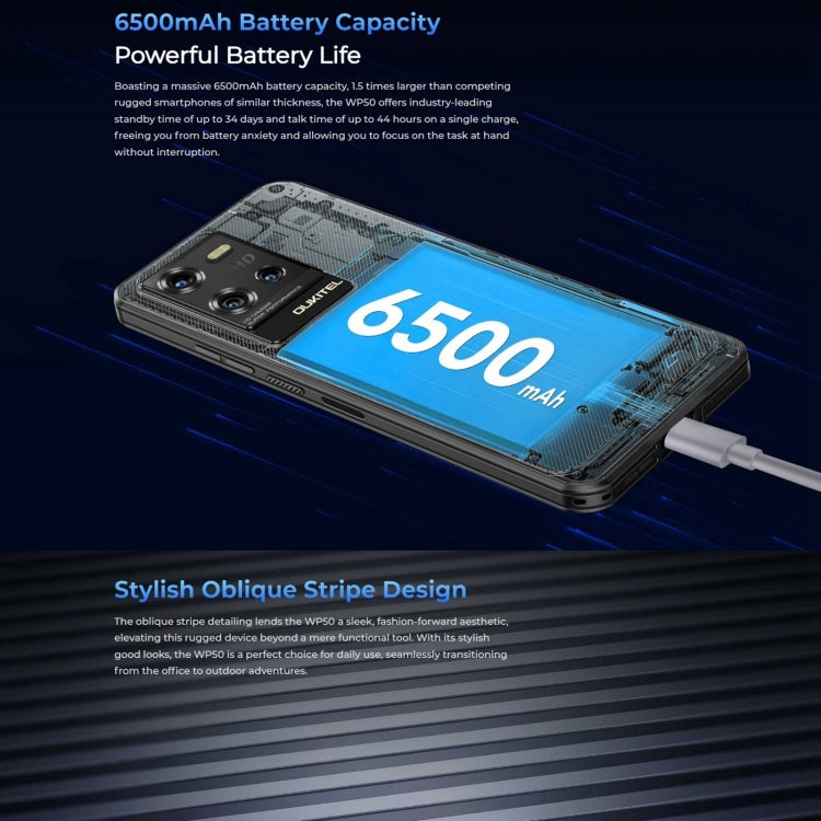 Oukitel WP50 5G Rugged Phone, 4GB+256GB, 6.6 inch Android 14.0 MediaTek Dimensity 6100+ Octa-core 3.0GHz, NFC, OTG, Network: 5G - NMNYSX