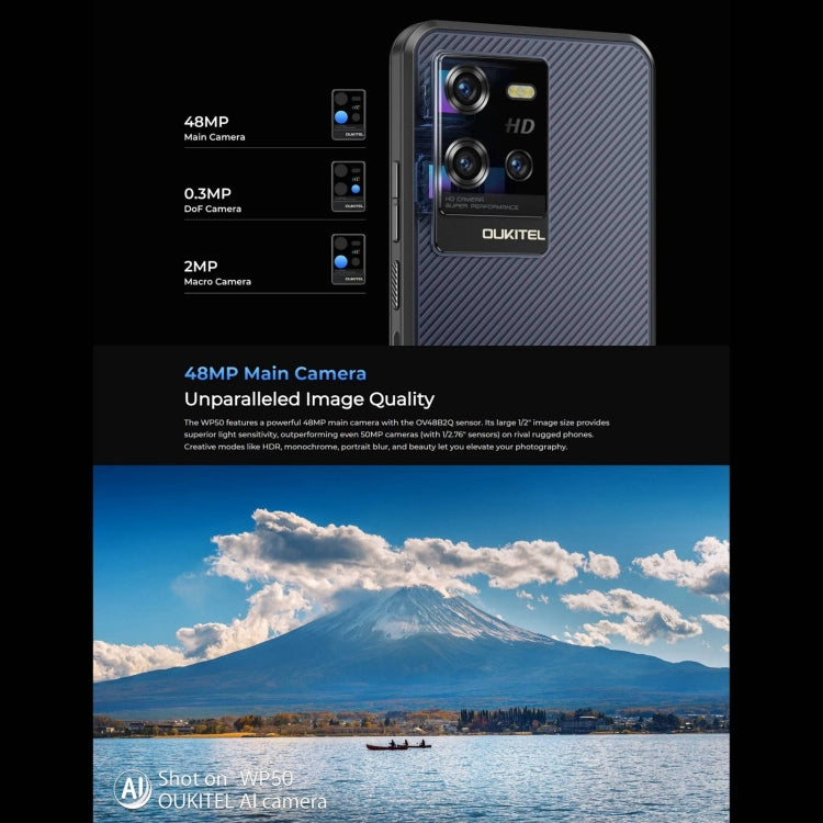 Oukitel WP50 5G Rugged Phone, 4GB+256GB, 6.6 inch Android 14.0 MediaTek Dimensity 6100+ Octa-core 3.0GHz, NFC, OTG, Network: 5G - NMNYSX