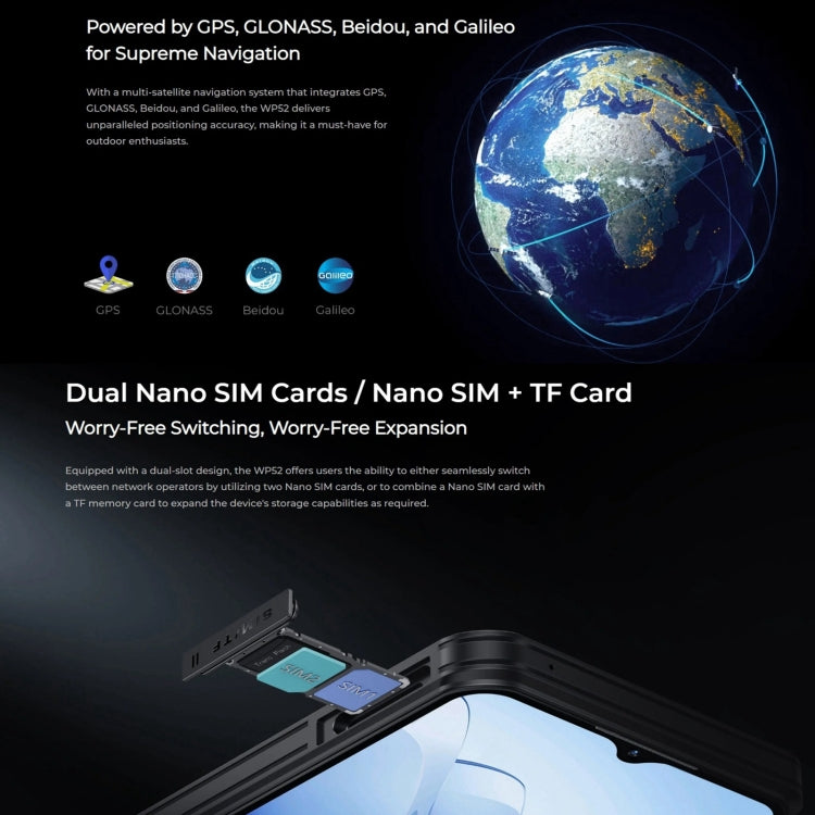 Oukitel WP52 5G Rugged Phone, 4GB+256GB, 6.6 inch Android 14.0 MediaTek Dimensity 6100+ Octa-core 3.0GHz, NFC, OTG, Network: 5G, WP52 - NMNYSX