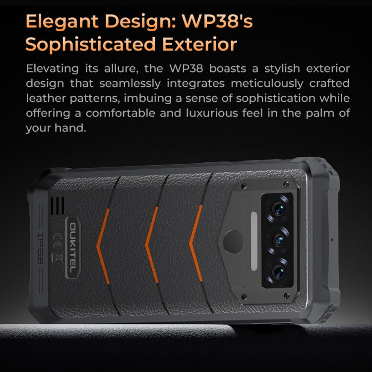 Oukitel WP38 Rugged Phone, 12GB+256GB, IP68/IP69K, Fingerprint Identification, 10600mAh, 6.52 inch MediaTek MT8788 Octa Core, NFC, OTG, Network: 4G - NMNYSX