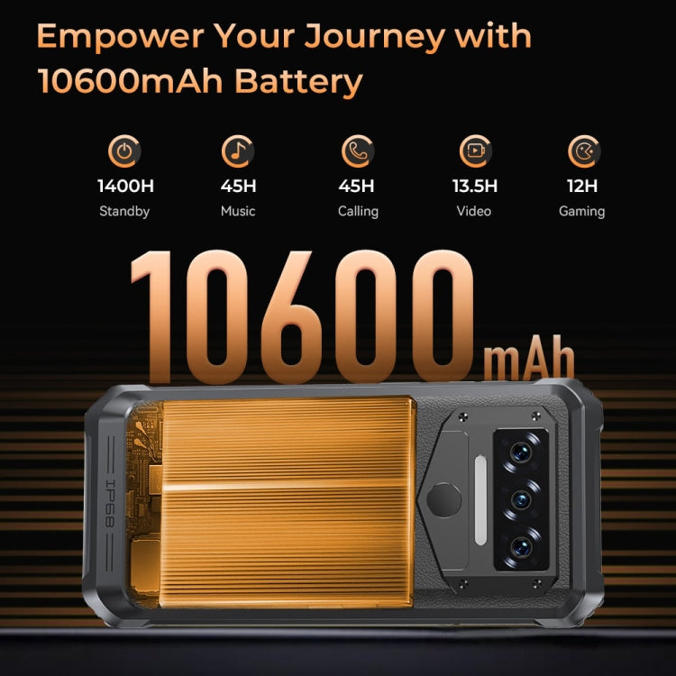 Oukitel WP38 Rugged Phone, 12GB+256GB, IP68/IP69K, Fingerprint Identification, 10600mAh, 6.52 inch MediaTek MT8788 Octa Core, NFC, OTG, Network: 4G - NMNYSX