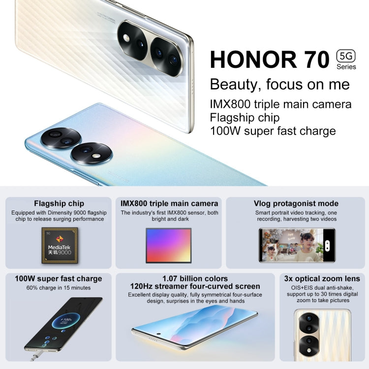 Honor 70 Pro+ 5G HPB-AN00, 54MP Cameras, 8GB+256GB, China Version Smartphone luxury Mobile phone Fashion 5G