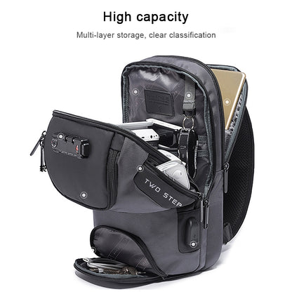 BANGE Men Security USB Chest Bag Portable Outdoor Shoulder Bag