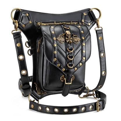 FHG131BK Skull Head PU Leather One-shoulder Bag for Ladies