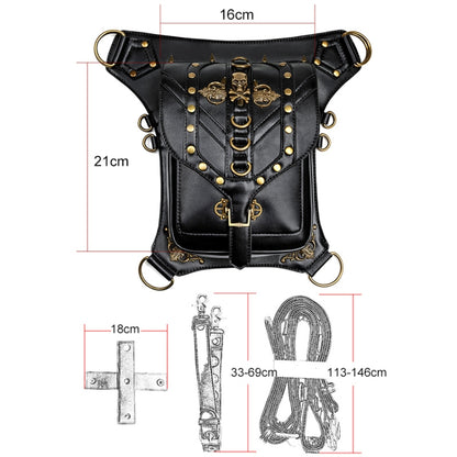 FHG131BK Skull Head PU Leather One-shoulder Bag for Ladies