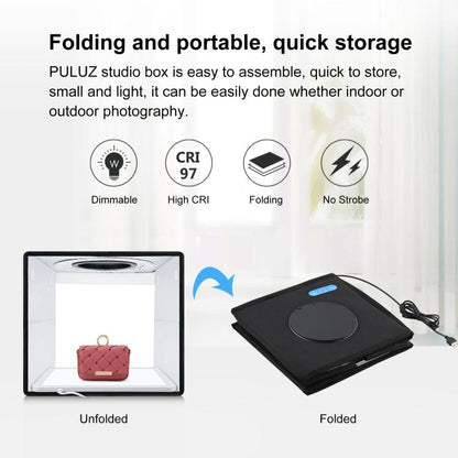 PULUZ 25cm Folding Photo Lighting Studio + Shadowless Light
