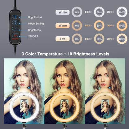 10.2 inch 26cm USB 3 Modes Dimmable LED Ring Light