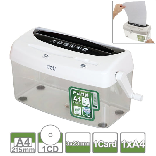 Deli Hand-cranked A4 CD Card Desktop Paper Shredder