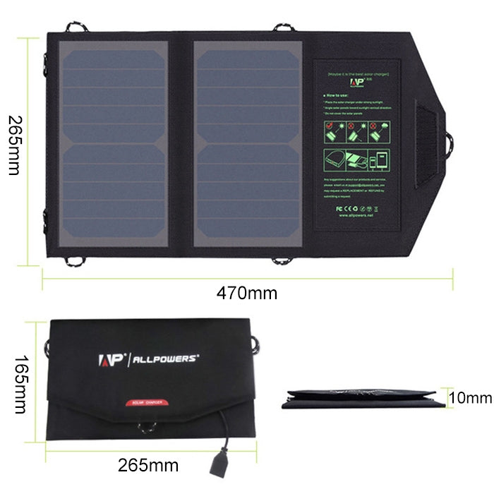 ALLPOWERS Solar Panel 10W 5V Solar Charger Portable Solar Battery Chargers Charging - NMNYSX