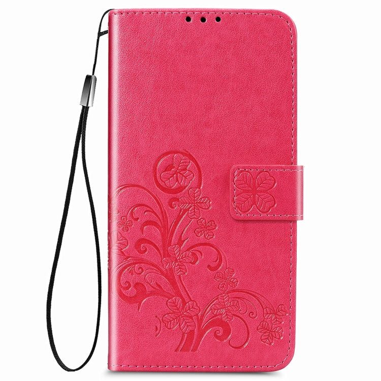 Four-leaf Clasp Embossed Buckle Mobile Phone Protection Leather Case with Lanyard & Card Slot & Wallet & Bracket Function, For OPPO A55 5G - NMNYSX