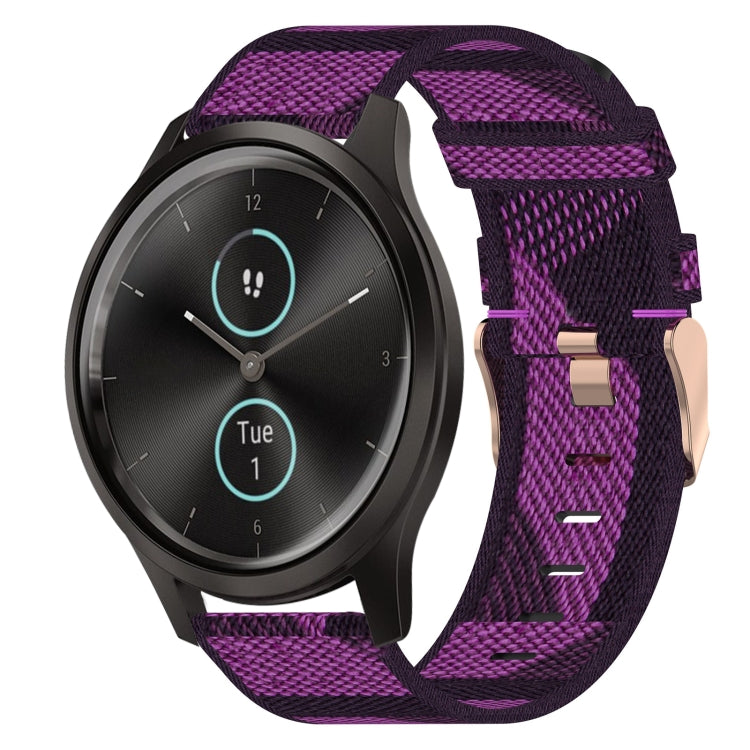 20mm Nylon Woven Watch Band, For Garmin Venu SQ, For Garmin Vivomove 3, For Garminmove 3, For Garmin VivoMove Luxe, For Garminmove Luxe, For Garmin VivoMove Style - NMNYSX