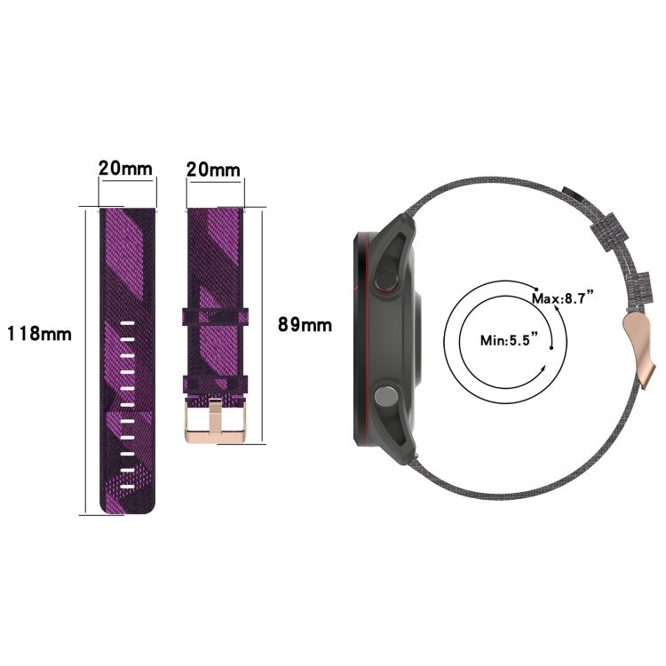 20mm Nylon Woven Watch Band, For Garmin Forerunner 245 Music, For Garmin Forerunner 645, For Garmin Forerunner 645 Music - NMNYSX