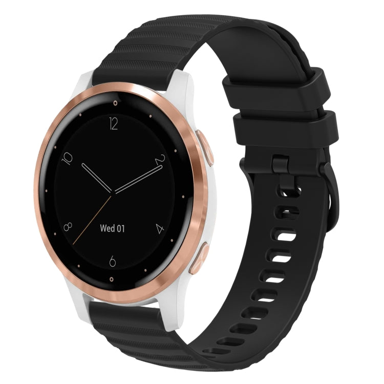 18mm Wavy Dotted Solid-Color Silicone Watch Band, For Garmin Vivoactive 4S