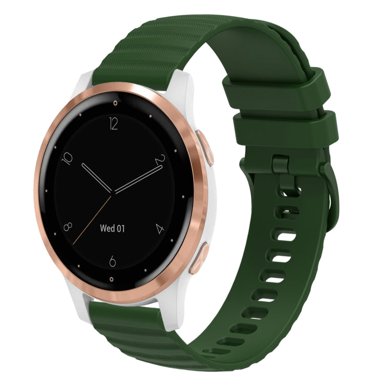 18mm Wavy Dotted Solid-Color Silicone Watch Band, For Garmin Vivoactive 4S