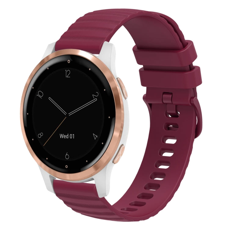 18mm Wavy Dotted Solid-Color Silicone Watch Band, For Garmin Vivoactive 4S