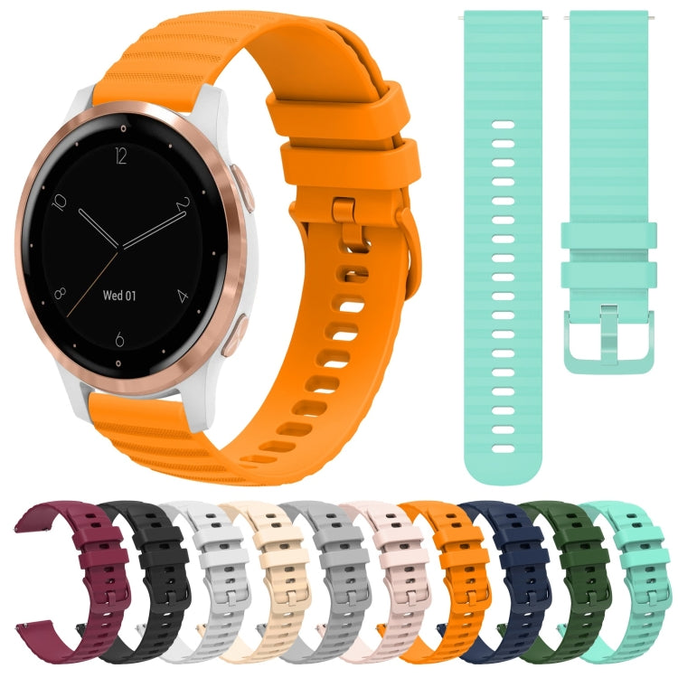18mm Wavy Dotted Solid-Color Silicone Watch Band, For Garmin Vivoactive 4S