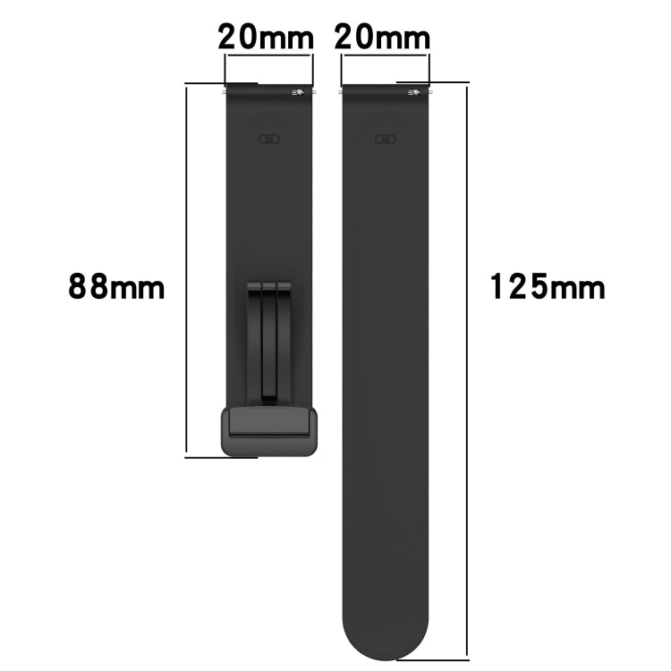20mm Folding Magnetic Clasp Silicone Watch Band, For Garmin Forerunner 55, For Garmin Venu, For Garmin Venu SQ, For Garminmove Luxe - NMNYSX