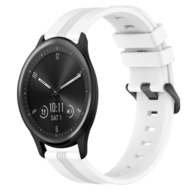 20mm Concave Striped Slicone Watch Band, For Garmin Vivomove Sport, For Garmin Venu 2 Plus, For Garmin Approach S40, For Garmin Forerunner 158 - NMNYSX