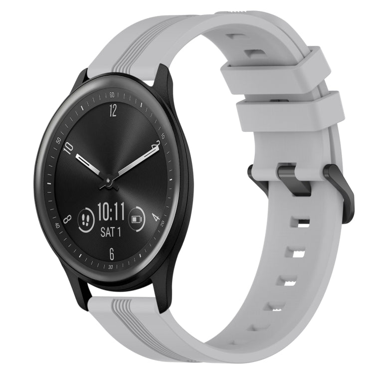 20mm Concave Striped Slicone Watch Band, For Garmin Vivomove Sport, For Garmin Venu 2 Plus, For Garmin Approach S40, For Garmin Forerunner 158 - NMNYSX