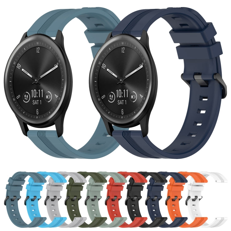 20mm Concave Striped Slicone Watch Band, For Garmin Vivomove Sport, For Garmin Venu 2 Plus, For Garmin Approach S40, For Garmin Forerunner 158 - NMNYSX