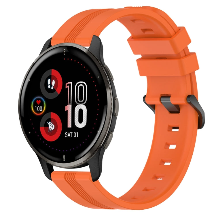 20mm Concave Striped Slicone Watch Band, For Garmin Vivomove Sport, For Garmin Venu 2 Plus, For Garmin Approach S40, For Garmin Forerunner 158 - NMNYSX