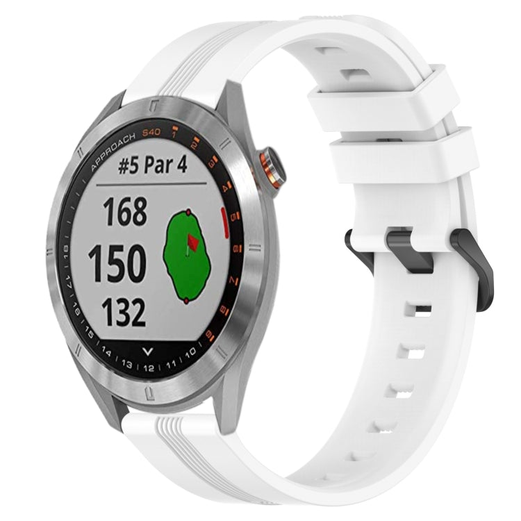20mm Concave Striped Slicone Watch Band, For Garmin Vivomove Sport, For Garmin Venu 2 Plus, For Garmin Approach S40, For Garmin Forerunner 158 - NMNYSX