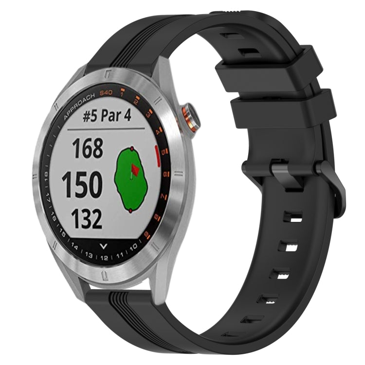 20mm Concave Striped Slicone Watch Band, For Garmin Vivomove Sport, For Garmin Venu 2 Plus, For Garmin Approach S40, For Garmin Forerunner 158 - NMNYSX