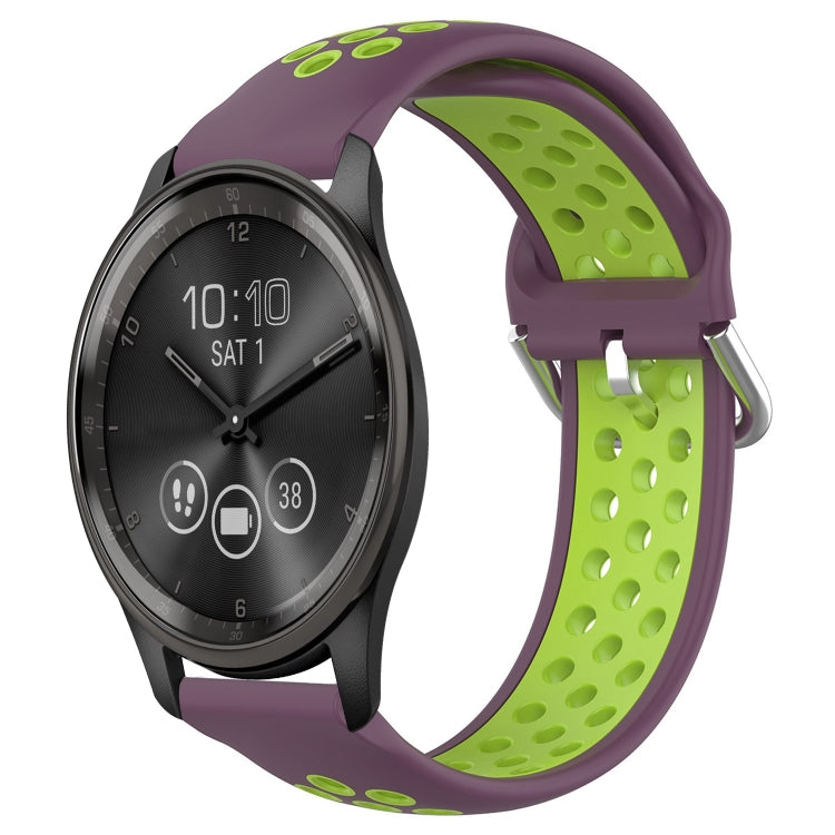 20mm Perforated Breathable Sports Silicone Watch Band, For Garmin Vivomove Trend, For Garmin Vivomove Sport, For Garmin Vivoactive3