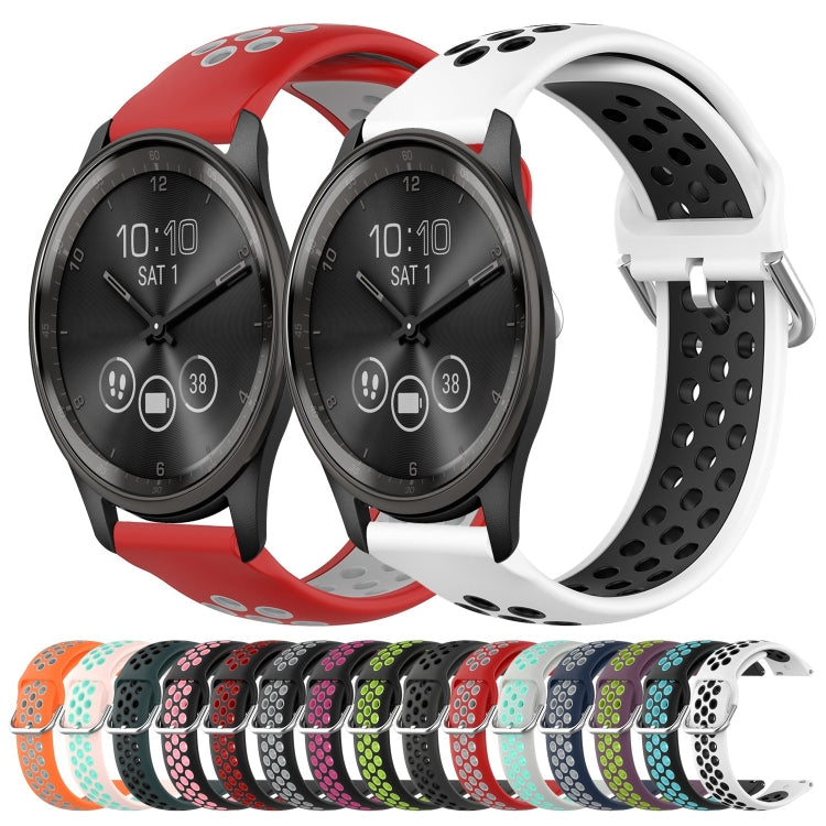20mm Perforated Breathable Sports Silicone Watch Band, For Garmin Vivomove Trend, For Garmin Vivomove Sport, For Garmin Vivoactive3