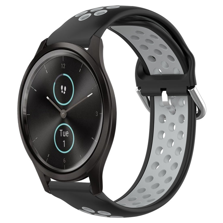 20mm Perforated Breathable Sports Silicone Watch Band, For Garmin Venu SQ, For Garmin VivoMove Style, For Garmin VivoMove Luxe