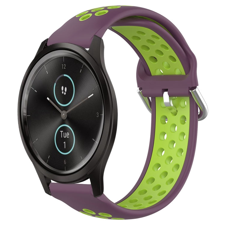 20mm Perforated Breathable Sports Silicone Watch Band, For Garmin Venu SQ, For Garmin VivoMove Style, For Garmin VivoMove Luxe