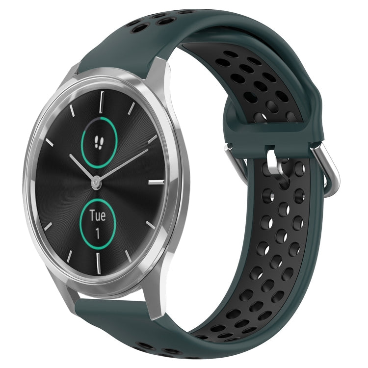 20mm Perforated Breathable Sports Silicone Watch Band, For Garmin Venu SQ, For Garmin VivoMove Style, For Garmin VivoMove Luxe