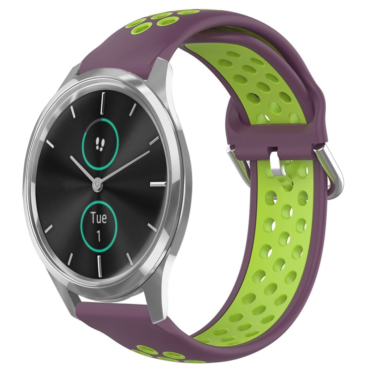20mm Perforated Breathable Sports Silicone Watch Band, For Garmin Venu SQ, For Garmin VivoMove Style, For Garmin VivoMove Luxe
