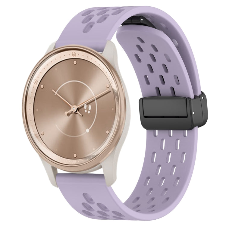 20mm Folding Magnetic Clasp Silicone Watch Band, For GarminMove Trend, For Garmin Forerunner Sq2 Music, For Garmin Forerunner Sq2
